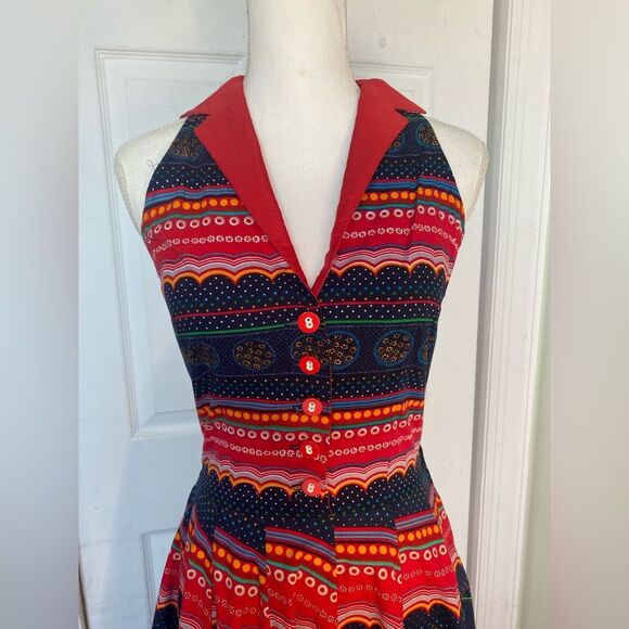 1950/60s Vintage Dress with a Scarf -Style Bottom - Picture 4 of 8